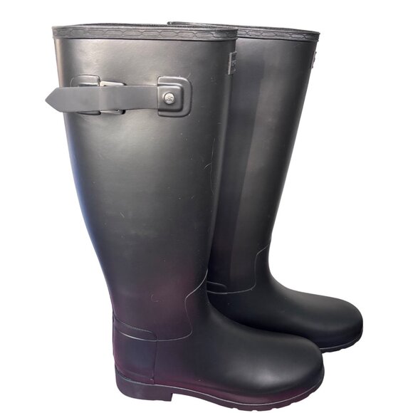 Hunter Original Refined Black Tall Rain Boots Women’s 9 | Waterproof New - Picture 10 of 16